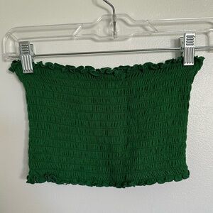 Forever 21 Dark Green Smocked Tube Top